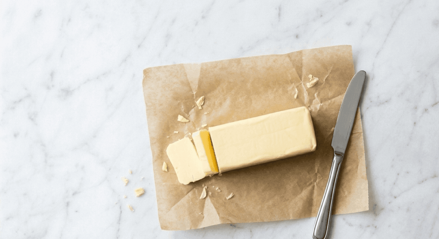 Butter: Churned cream containing about 80% fat, 15% water, and 5% milk solids.
