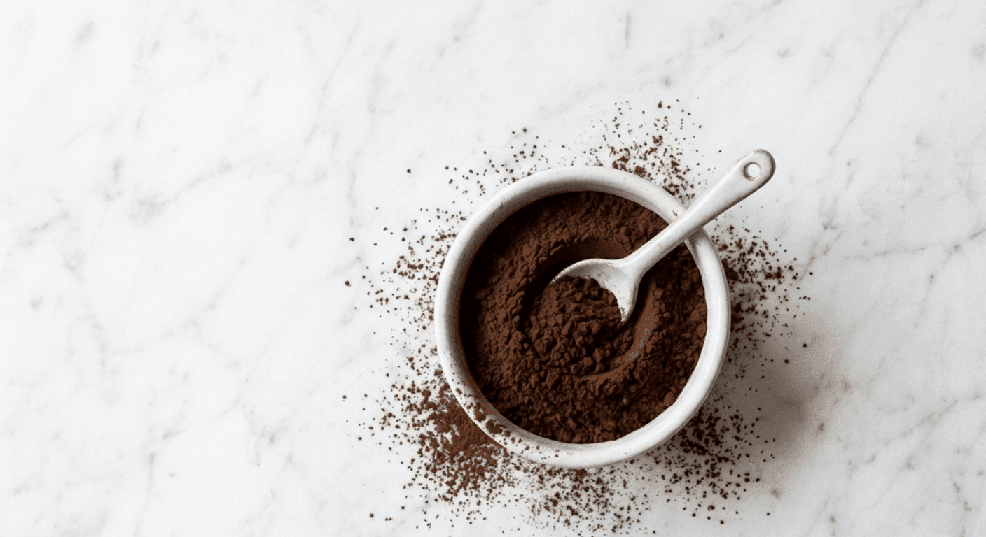 Cocoa Powder: Unsweetened powder made from roasted, ground cacao beans with fat removed.